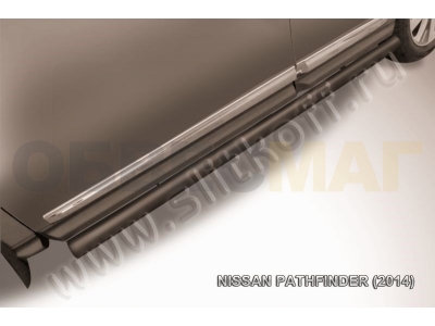 Пороги труба 76 мм чёрная для Nissan Pathfinder № NIP14-009B