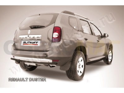 Защита заднего бампера 42 мм чёрная Slitkoff для Renault Duster 2011-2015