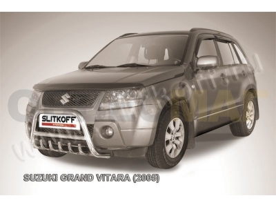 Кенгурятник 57 мм низкий c защитой картера Slitkoff для Suzuki Grand Vitara 2005-2007