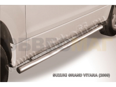 Пороги труба 76 мм серебристая для Suzuki Grand Vitara 3 двери № SGV3D08010S