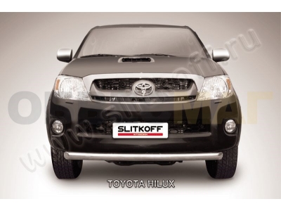Защита переднего бампера 57 мм радиусная Slitkoff для Toyota Hilux 2005-2011