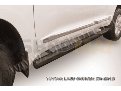 Пороги труба с накладками 76 мм чёрная для Toyota Land Cruiser 200 № TLC2-12-013B