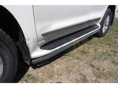 Защита штатных порогов 42 мм серебристая для Toyota Land Cruiser 200 № TLC2-15-007S