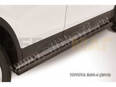 Пороги труба 76 мм чёрная для Toyota RAV4 № TR413-008B
