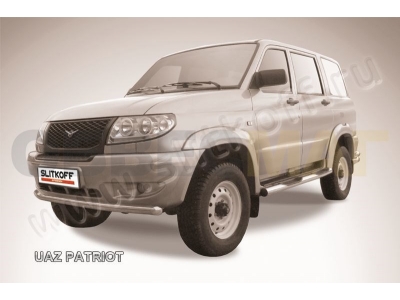 Защита переднего бампера 57 мм серебристая Slitkoff для УАЗ Патриот 2005-2014