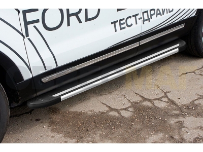 Пороги алюминиевые Slitkoff Luxe Black для Ford Explorer № AL-FEX1503