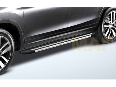 Пороги алюминиевые Slitkoff Luxe Black для Honda Pilot № AL-HPL003