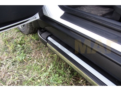 Пороги алюминиевые Slitkoff Luxe Black для Hyundai Tucson 4WD № AL-HT4WD15003
