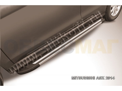 Пороги алюминиевые Slitkoff Luxe Black для Mitsubishi ASX № AL-MAS1403