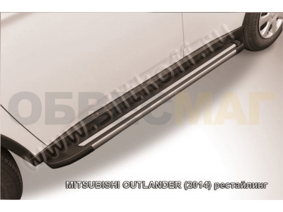 Пороги алюминиевые Slitkoff Luxe Black для Mitsubishi Outlander № AL-MOUT1303
