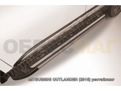 Пороги алюминиевые Slitkoff Luxe Black для Mitsubishi Outlander № AL-MOUT1503