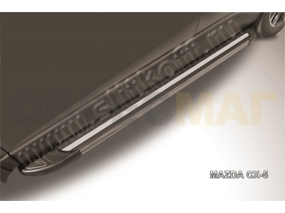 Пороги алюминиевые Slitkoff Luxe Black для Mazda CX-5 № AL-MZCX5003