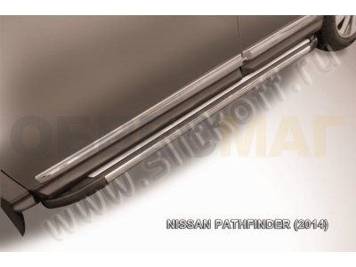 Пороги алюминиевые Slitkoff Luxe Black для Nissan Pathfinder № AL-NIP14-003