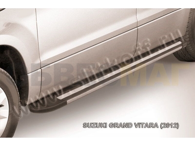 Пороги алюминиевые Slitkoff Luxe Black для Suzuki Grand Vitara № AL-SGV12003