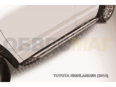 Пороги алюминиевые Slitkoff Luxe Black для Toyota Highlander № AL-THI14003
