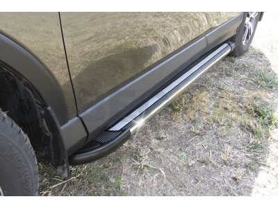 Пороги алюминиевые Slitkoff Luxe Black для Toyota RAV4 № AL-TR415003