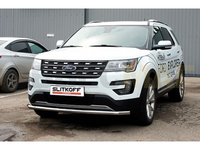 Защита переднего бампера 57 мм Slitkoff для Ford Explorer 2015-2017