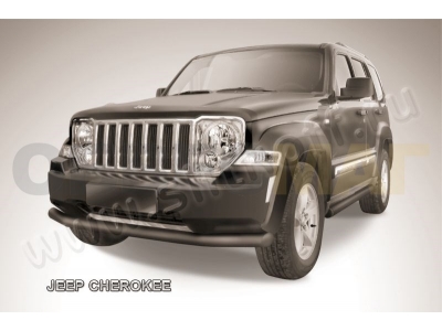 Защита переднего бампера 76 мм чёрная Slitkoff для Jeep Cherokee 2014-2018
