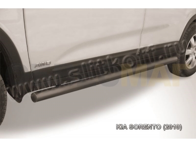 Пороги труба 57 мм чёрная для Kia Sorento № KS10-005B