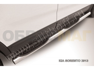 Пороги труба с накладками 76 мм для Kia Sorento № KS13-006