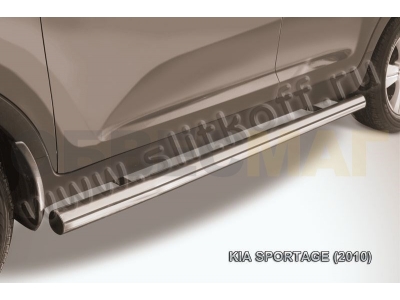 Пороги труба 76 мм серебристая для Kia Sportage № KSP010-009S