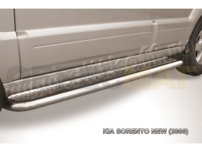 Пороги с площадкой алюминиевый лист 57 мм для Kia Sorento № KSR009