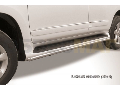 Защита штатных порогов 42 мм серебристая для Lexus GX460 № LGX013S
