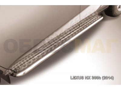 Пороги с площадкой алюминиевый лист 57 мм усиленные для Lexus NX-300h № LNX008