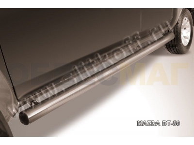 Пороги труба 76 мм серебристая для Mazda BT-50 № MZB012S