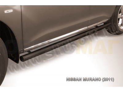 Пороги труба 76 мм чёрная Slitkoff для Nissan Murano 2010-2016