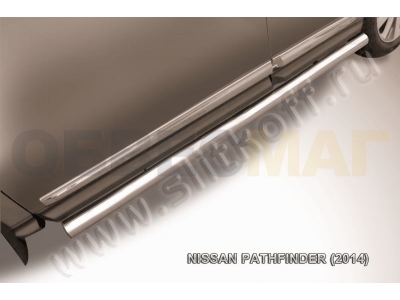 Пороги труба 76 мм серебристая для Nissan Pathfinder № NIP14-009S