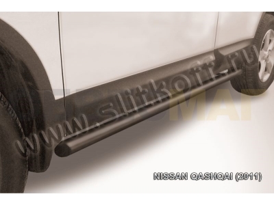 Пороги труба 57 мм чёрная для Nissan Qashqai № NIQ11-007B