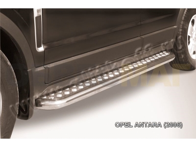 Пороги с площадкой алюминиевый лист 57 мм для Opel Antara № OPAN009