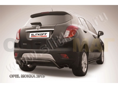 Защита заднего бампера 57 мм скоба чёрная Slitkoff для Opel Mokka 2012-2021