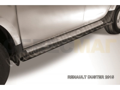 Пороги труба 42 мм чёрная для Renault Duster № RD15007B