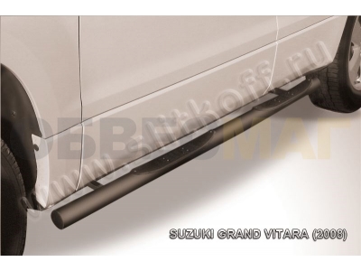 Пороги труба с накладками 76 мм чёрная для Suzuki Grand Vitara № SGV08009B