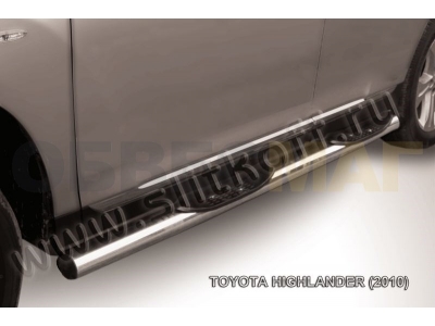 Пороги труба с накладками 76 мм для Toyota Highlander № THI008
