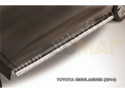 Пороги труба 76 мм серебристая для Toyota Highlander № THI14-009S