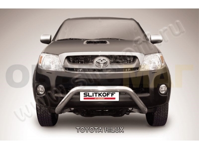 Кенгурятник 76 мм низкий широкий мини Slitkoff для Toyota Hilux 2005-2011