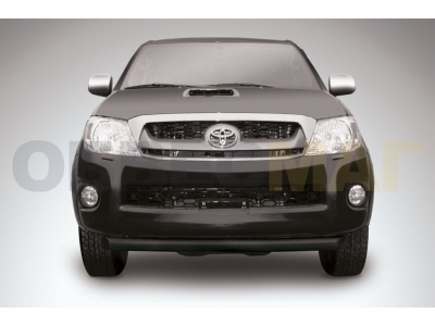 Защита переднего бампера 76 мм радиусная чёрная для Toyota Hilux № THL11-001B