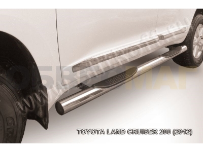 Пороги труба с накладками 76 мм серебристая для Toyota Land Cruiser 200 № TLC2-12-013S