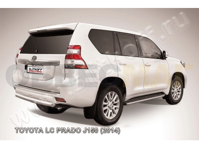 Защита заднего бампера 76 мм короткая Slitkoff для Toyota Land Cruiser Prado 150 2013-2017