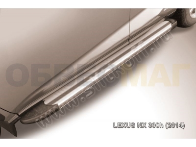 Пороги алюминиевые Slitkoff Luxe Silver для Lexus NX № AL-LNX004