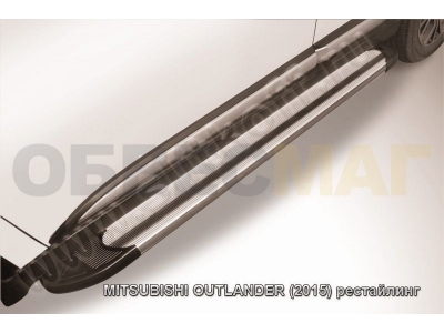 Пороги алюминиевые Slitkoff Luxe Silver для Mitsubishi Outlander № AL-MOUT1504