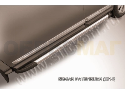Пороги алюминиевые Slitkoff Luxe Silver для Nissan Pathfinder № AL-NIP14-004