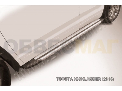 Пороги алюминиевые Slitkoff Luxe Silver для Toyota Highlander № AL-THI14004