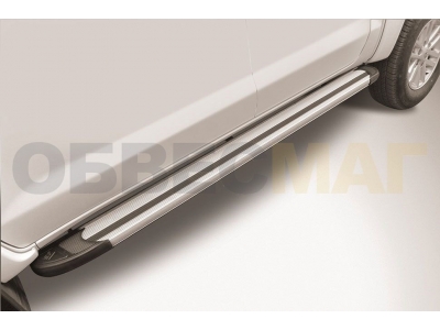 Пороги алюминиевые Slitkoff Luxe Silver для Toyota Hilux № AL-THL15004