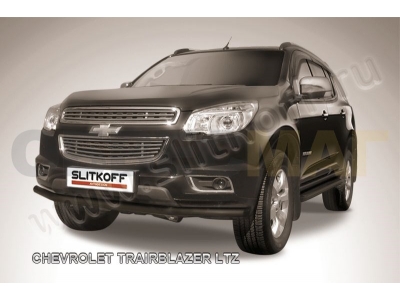 Защита переднего бампера 57 мм чёрная Slitkoff для Chevrolet TrailBlazer 2013-2018