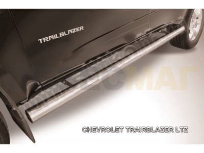 Пороги труба 76 мм серебристая для Chevrolet TrailBlazer № CHTB12-008S