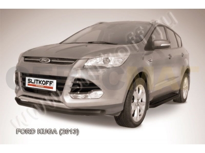 Защита переднего бампера 76 мм чёрная Slitkoff для Ford Kuga 2013-2016